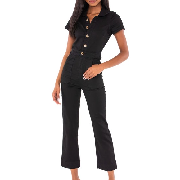 Show Me Your MuMu Pants - Show Me Your Mumu Emery Black Denim Jumpsuit